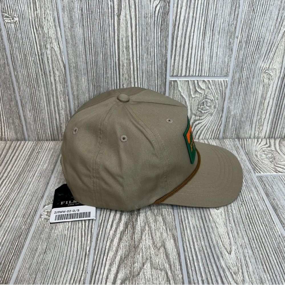 Filson Mens Rope Trucker Khaki Orange Scenic Patch Snapback Outdoor Dad Cap NEW - Picture 3 of 7